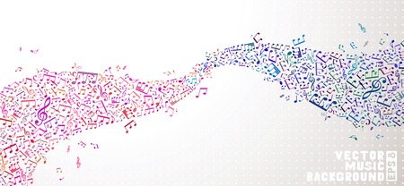 Set of pink and blue notes on light background. Music abstract wave. EPS 8.のイラスト素材