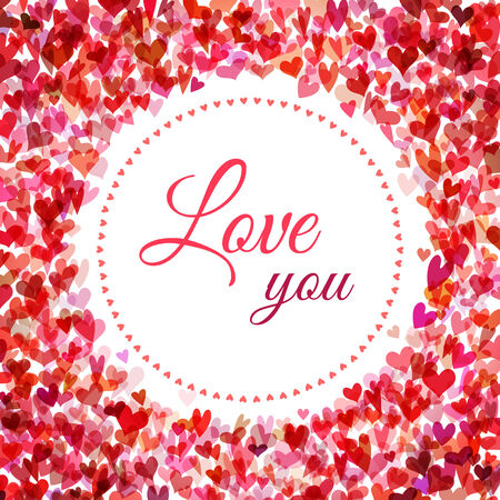 Set of various hearts isolated on white background. There is place for your text in the center.のイラスト素材