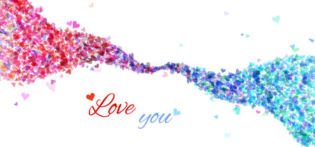 Various hearts on white background. Valentine's card. There is place for your text.のイラスト素材