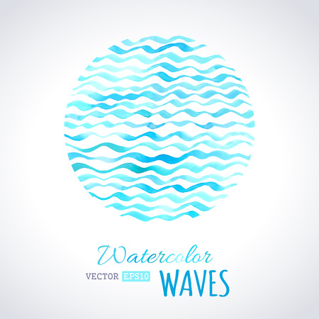 Blue watercolour waves on light background. Vector illustration. There is place for your text.のイラスト素材