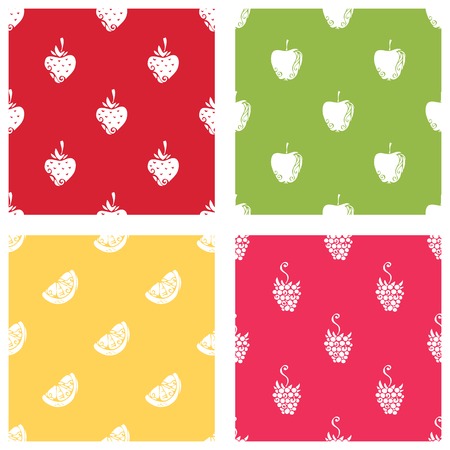 Four duotone textures with strawberries, apples, oranges/lemons and raspberries.のイラスト素材