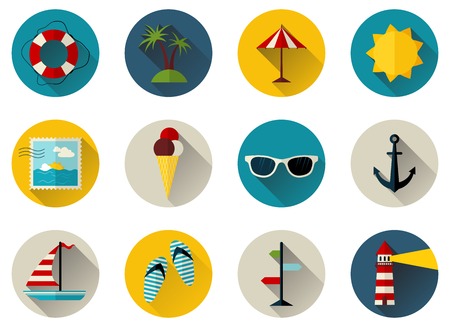Sea summer icons for your design isolated on white background.のイラスト素材