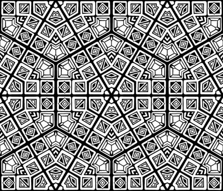 Seamless geometric pattern. Black and white background. Geometric elements.のイラスト素材