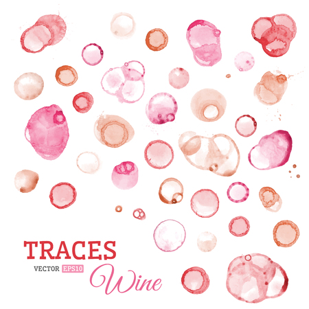 Vector set of round wine stains.のイラスト素材