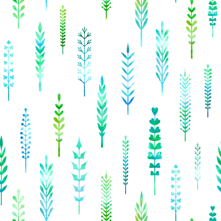 Various hand-drawn leaves on white background.のイラスト素材