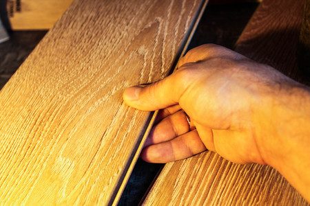 Samples of laminate and parquet board. Selection and types of floor coverings.の写真素材