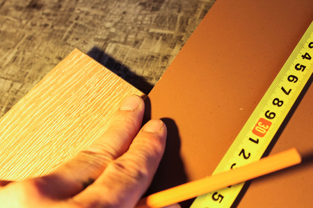 Samples of laminate and parquet board. Selection and types of floor coverings.の写真素材