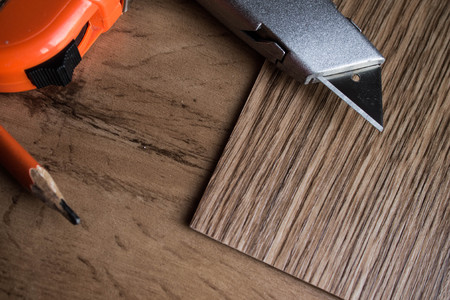 Linoleum. Samples of flooring with wood texture. Cutting in size. New Year.の写真素材