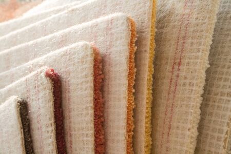 Carpet. Samples of carpet for laying on the floor in the room. Examples of varieties.の写真素材