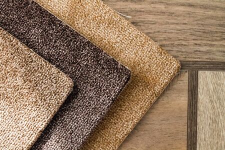 Carpet. Samples of carpet for laying on the floor in the room. Examples of varieties.