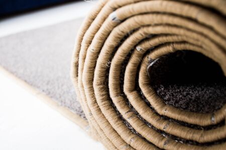 Carpet. Samples of carpet for laying on the floor in the room. Examples of varieties.の写真素材