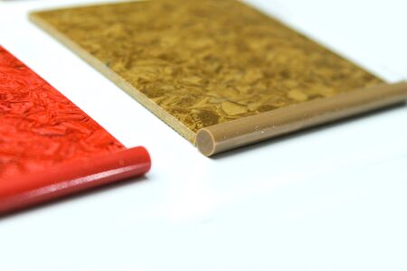 Samples of commercial colored linoleum. For use in public places.
