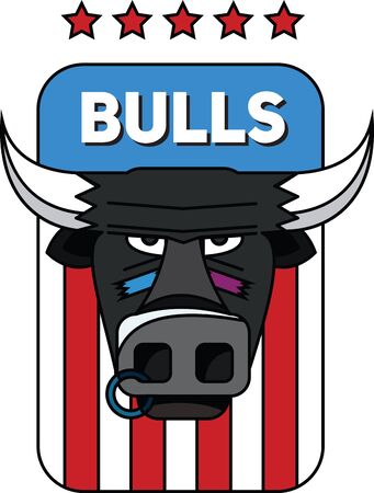 Logo of a sports team. A bull with a nose ring.のイラスト素材