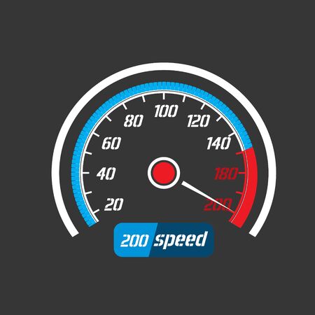 Ilustración de Car speedometer, acceleration of a car to maximum speed.  - Imagen libre de derechos