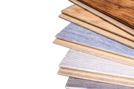 Laminate. Samples of laminate and floorboard. Laminated boards on a white background. Isolated.
