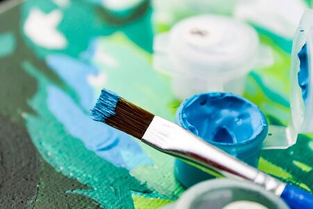 Painting by numbers. Coloring by a plot with numbers in the corresponding color.の写真素材