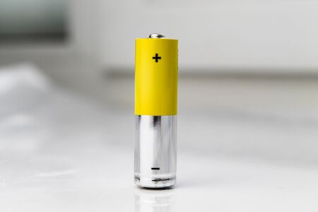 Battery. Alkaline battery on a white background.の写真素材