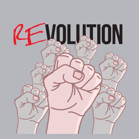 Fists raised up. People's Liberation Revolution.