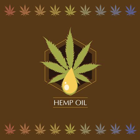 Hemp oil vector . Cannabis leaf and hexagon. On a white background.のイラスト素材
