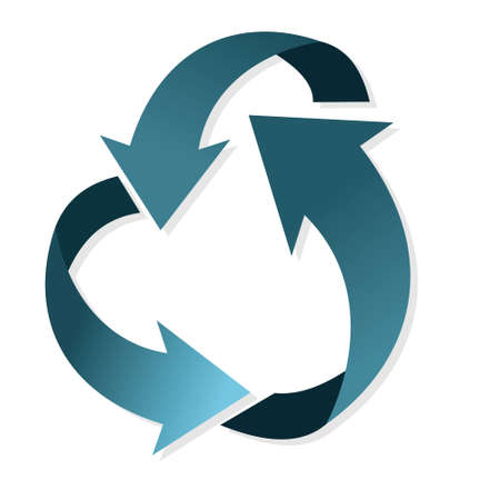 Arrows in a circle one after another. Recycling and disposal designation.のイラスト素材