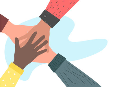 Hands of men of different nationalities together.のイラスト素材