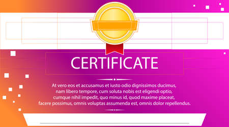Certificate template in bright color in vector.のイラスト素材