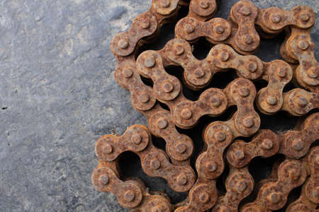 Rusty motorcycle chain. Old motorcycle chain with rust.の写真素材