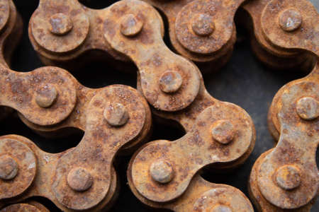 Rusty motorcycle chain. Old motorcycle chain with rust.の写真素材