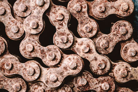 Rusty motorcycle chain. Old motorcycle chain with rust.の写真素材