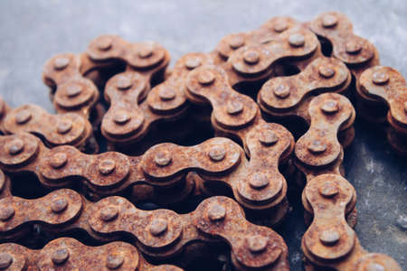 Rusty motorcycle chain. Old motorcycle chain with rust.の写真素材