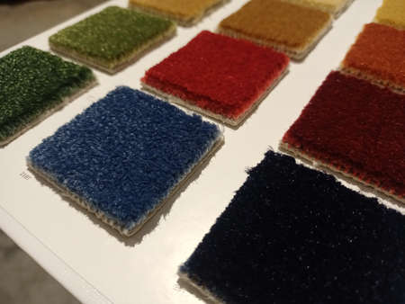 Sliced pieces of carpet. Samples of flooring. Home carpet.の写真素材