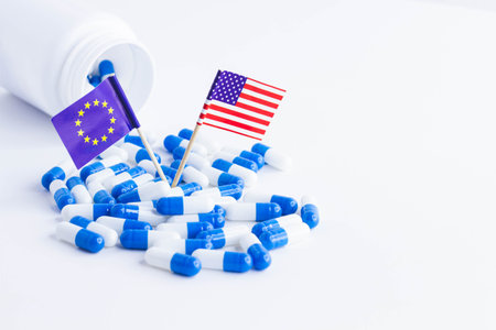 Tablets. Medicinal capsules on a white background. pharmacies in the country. medicines in the state. Lots of capsules for treatment. Pharmacy network of the country.の写真素材