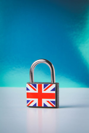 Red great britain sanctions closed on white background. economic crisis symbol. business concept....