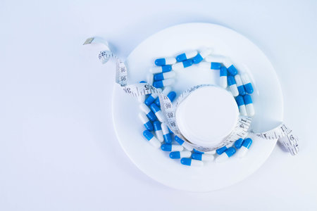 weight loss pills. obesity treatment. overweight problems. Biologically active food supplement.の写真素材