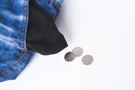 Poverty and poverty. The person has no money. The last pocket money fell out of his pants pocket. poverty in the country.の写真素材