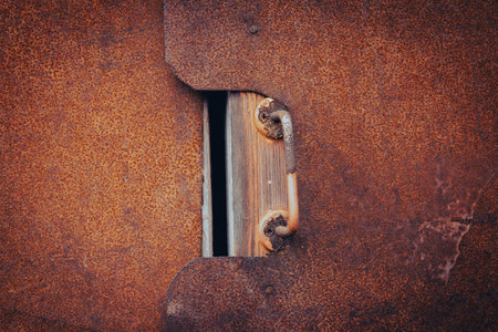 Texture of rusty metal. old garage. Abandoned house. Grunge metal texture.の写真素材