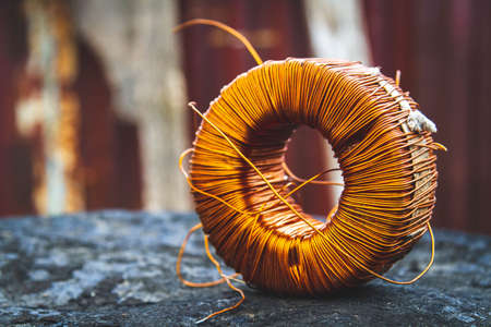 Copper wire. Copper coil. Decline in the value of the copper metal.の写真素材