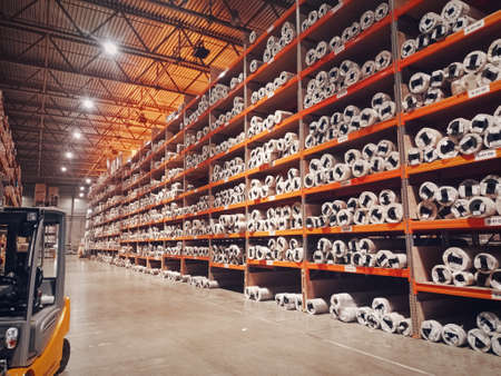 Warehouse flooring. Linoleum shop. Buying and selling. linoleum factory.