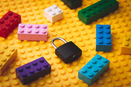 RUSSIA, SAMARA - JUNE 05, 2022:The departure of the lego company. product ban. import restriction. .の写真素材