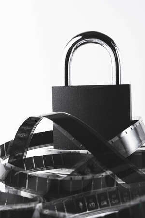 Film rental prohibited. ad blocking. Film banned. Sanctions list in film production.の写真素材