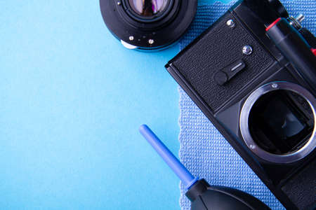 Cleaning of photographic equipment. camera repair. Removing dust from the lens. Matrix cleaning and shutter restoration. cosmetic cleaning. photographic service.の写真素材
