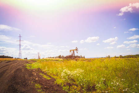 Oil injection. Oil production plant. Gas production. Oilfield site. Drilling rigs for the extraction...