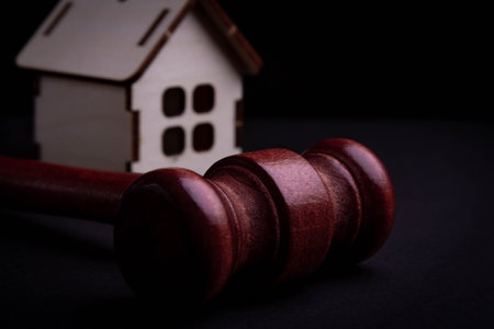 Arrest of house. Court decision on sale of house. Real estate auctions. Housing. Auction for sale of real estate.の写真素材