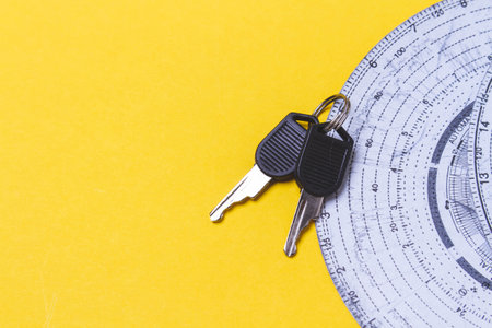 Tachograph. Opening the data of the driver's movement along the route. Keys and disks of the tachograph.の写真素材