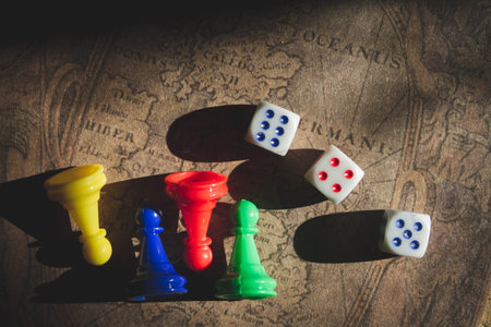 Board Game Kit. Vintage style game. Land conquest strategy..の写真素材