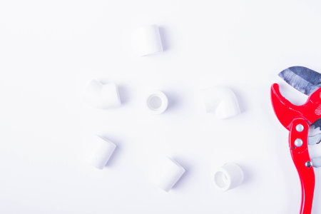 Tools for soldering water pipes. Pipe elements and tools for connecting water pipes..の写真素材