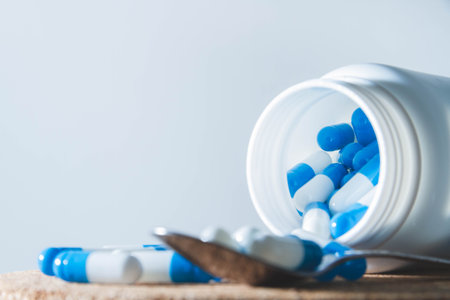 Medicines on a white background. Pills and vitamins for the treatment of diseases and prevention. Doctors prescription..の写真素材