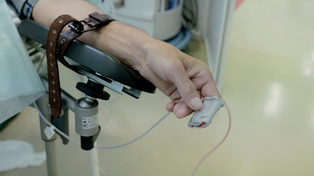 Patient checks in clinical setting, Postoperative patient under careful observation, Healthcare...