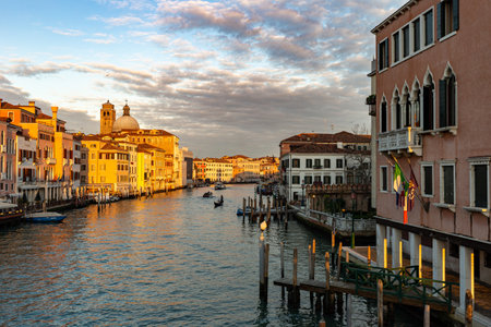 View of the Grand Canal in Venice, from the Scalzi bridge.の写真素材