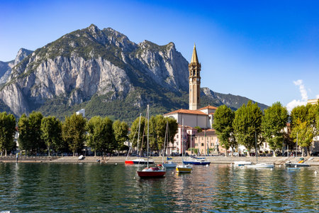 Lake Lecco: the eastern branch of Lake Como, which enjoys a unique natural context.の写真素材